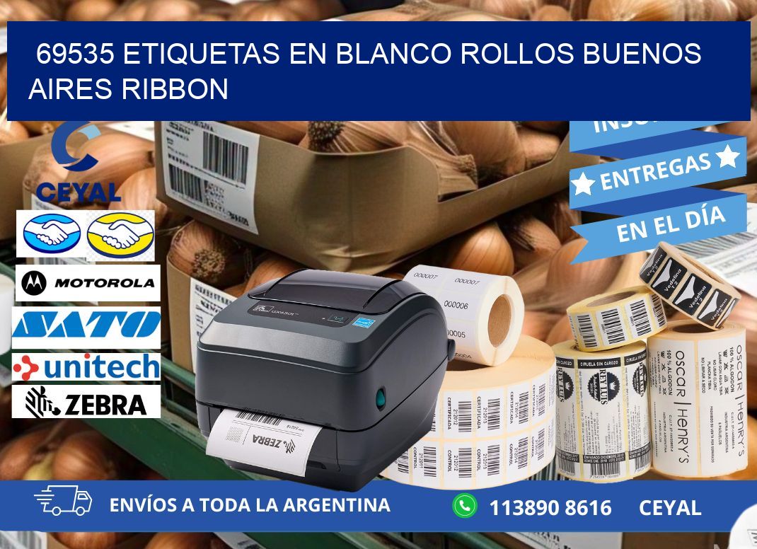 69535 ETIQUETAS EN BLANCO ROLLOS BUENOS AIRES RIBBON