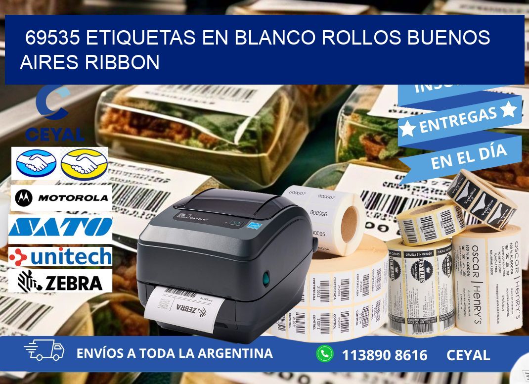 69535 ETIQUETAS EN BLANCO ROLLOS BUENOS AIRES RIBBON