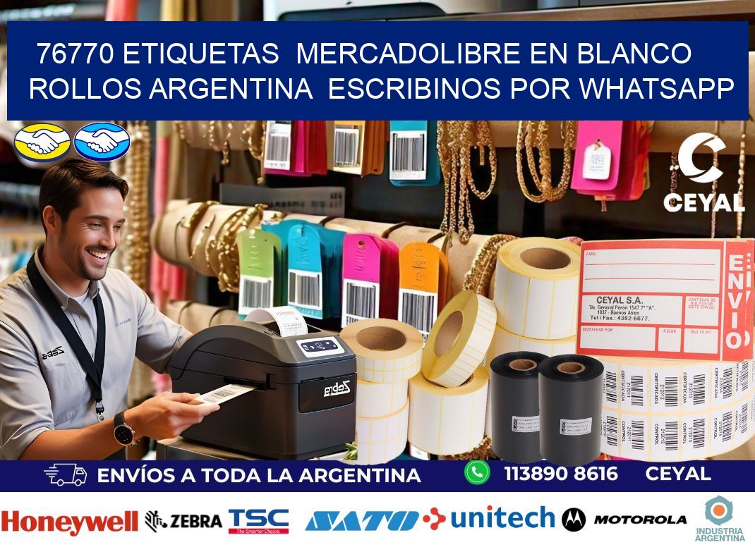 76770 ETIQUETAS  MERCADOLIBRE EN BLANCO ROLLOS ARGENTINA  ESCRIBINOS POR WHATSAPP