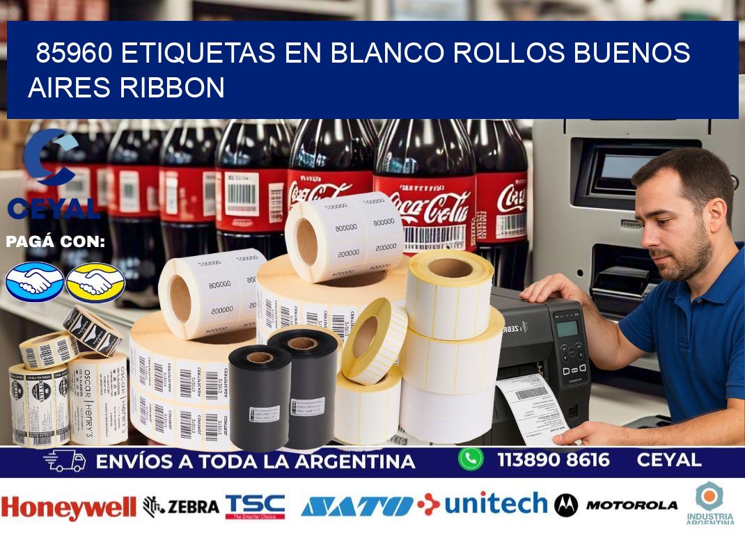 85960 ETIQUETAS EN BLANCO ROLLOS BUENOS AIRES RIBBON