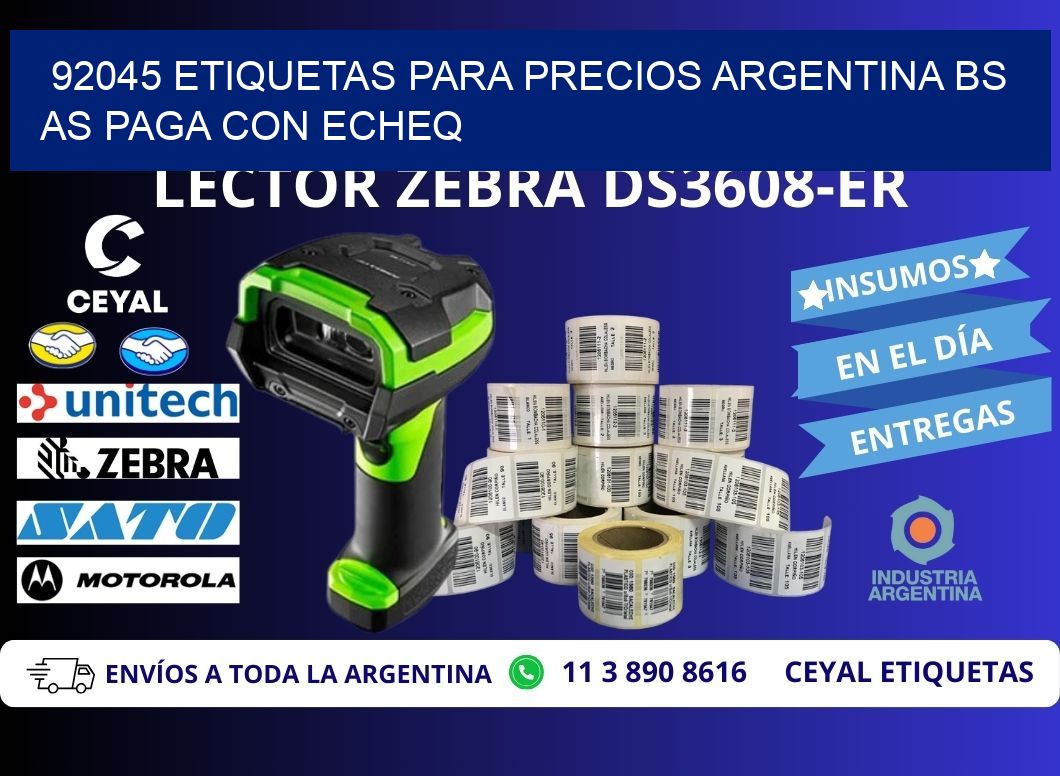 92045 ETIQUETAS PARA PRECIOS ARGENTINA BS AS PAGA CON ECHEQ