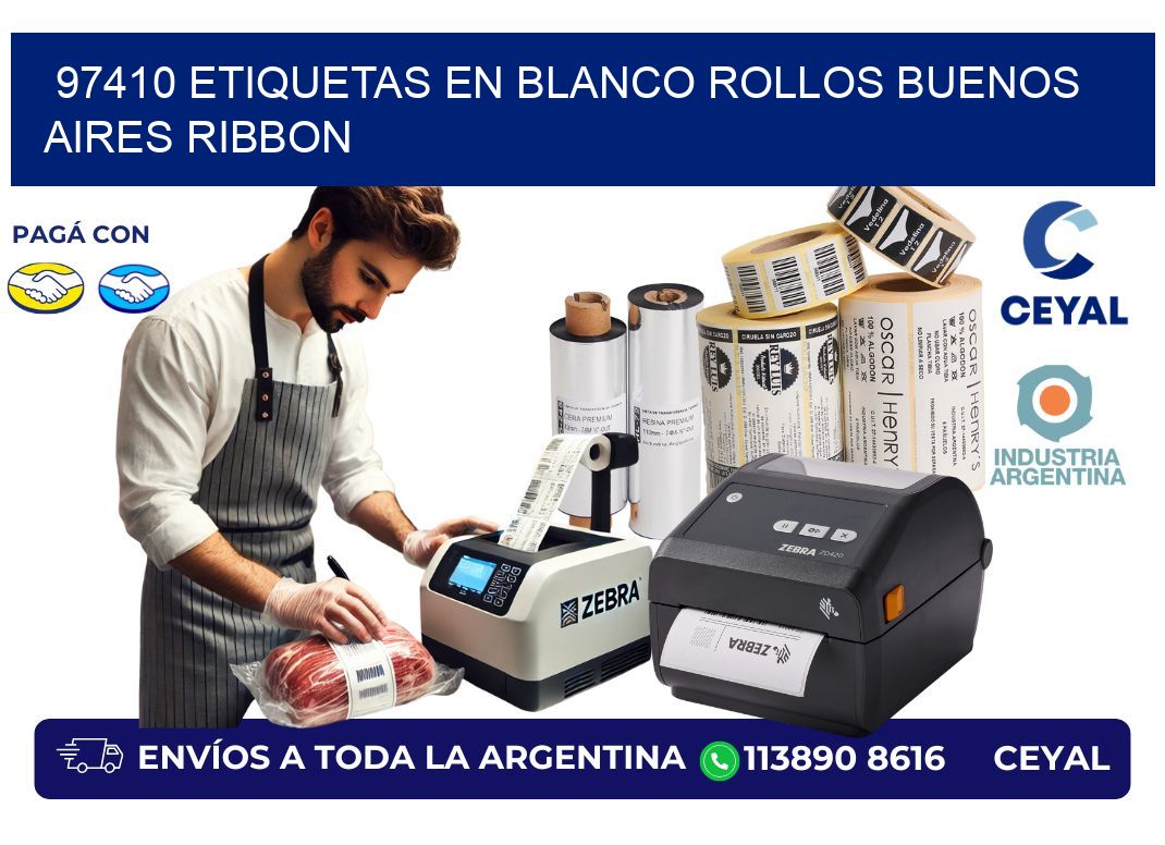 97410 ETIQUETAS EN BLANCO ROLLOS BUENOS AIRES RIBBON