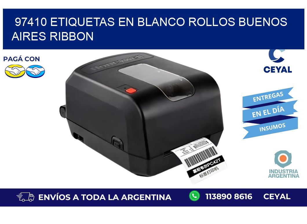 97410 ETIQUETAS EN BLANCO ROLLOS BUENOS AIRES RIBBON