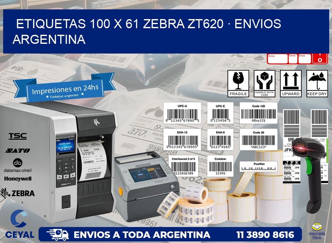 ETIQUETAS 100 x 61 ZEBRA ZT620 · ENVIOS ARGENTINA