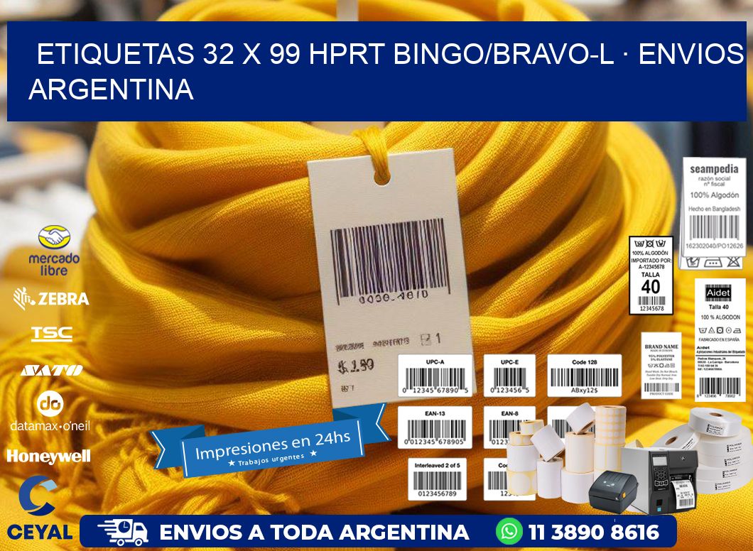 ETIQUETAS 32 x 99 HPRT BINGO/BRAVO-L · ENVIOS ARGENTINA