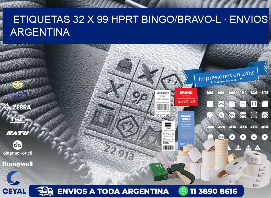 ETIQUETAS 32 x 99 HPRT BINGO/BRAVO-L · ENVIOS ARGENTINA