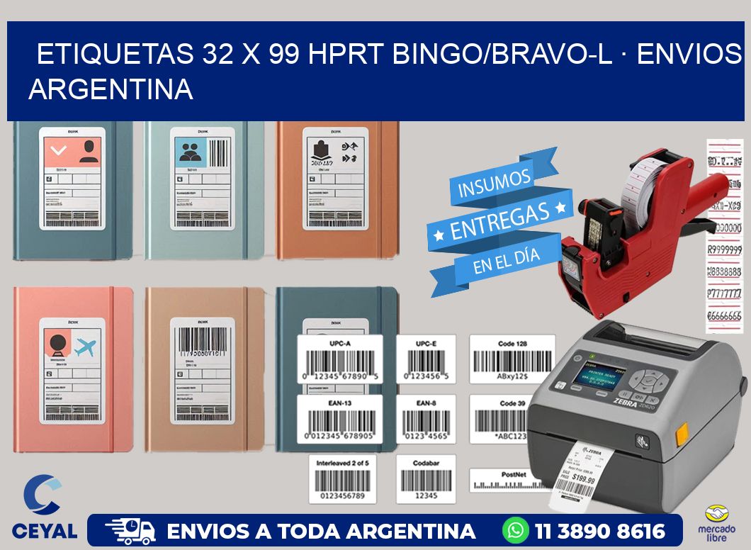 ETIQUETAS 32 x 99 HPRT BINGO/BRAVO-L · ENVIOS ARGENTINA