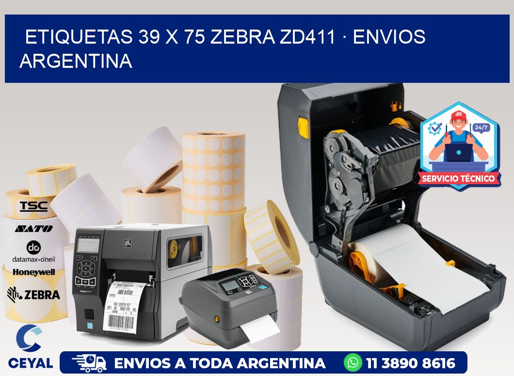 ETIQUETAS 39 x 75 ZEBRA ZD411 · ENVIOS ARGENTINA
