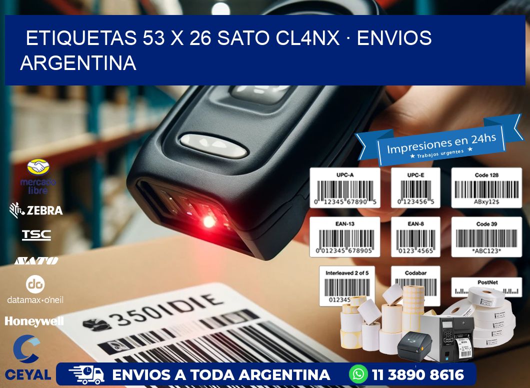 ETIQUETAS 53 x 26 SATO CL4NX · ENVIOS ARGENTINA