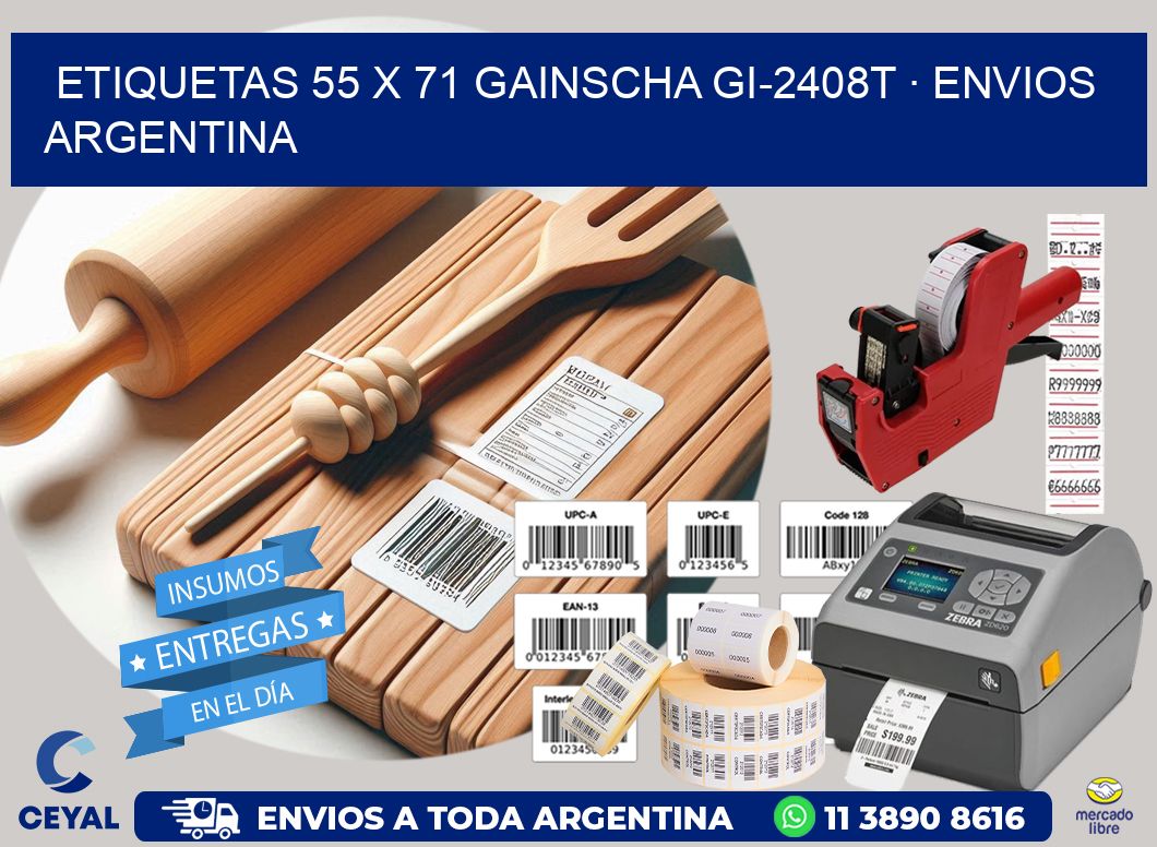 ETIQUETAS 55 x 71 GAINSCHA GI-2408T · ENVIOS ARGENTINA