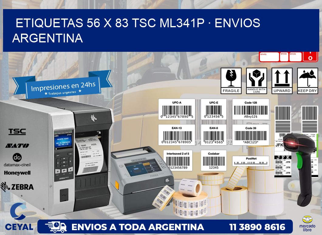 ETIQUETAS 56 x 83 TSC ML341P · ENVIOS ARGENTINA