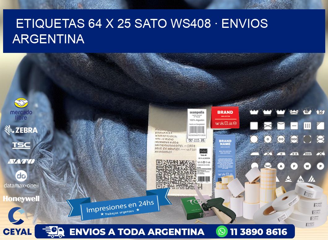 ETIQUETAS 64 x 25 SATO WS408 · ENVIOS ARGENTINA