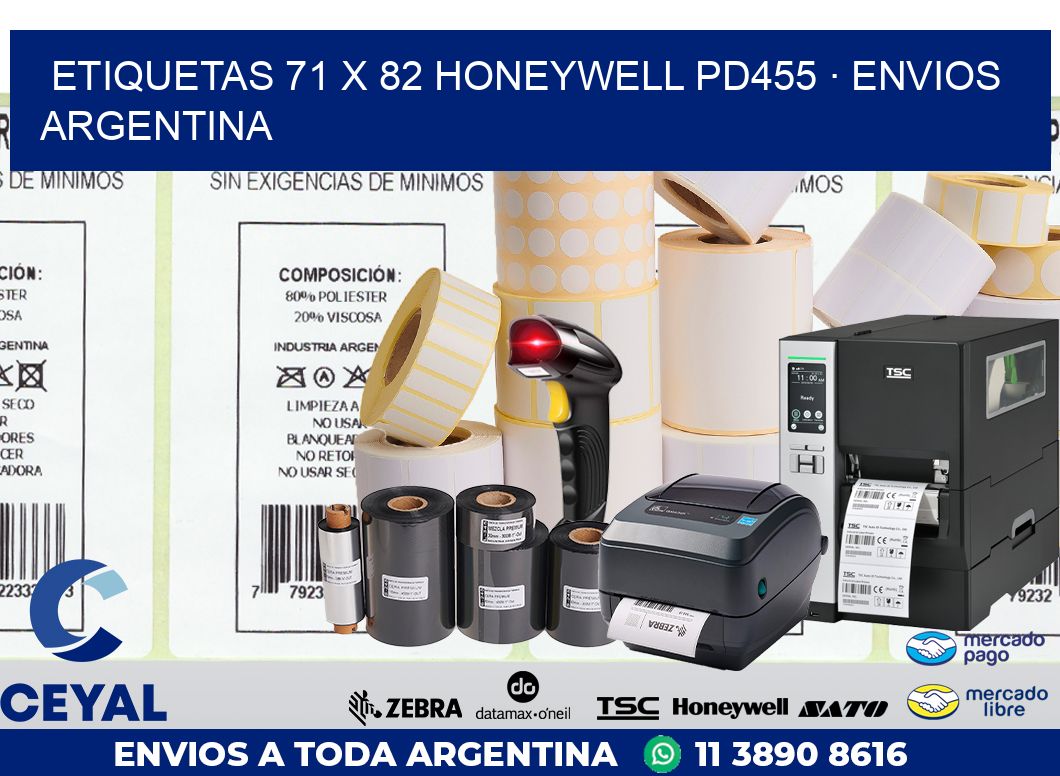 ETIQUETAS 71 x 82 HONEYWELL PD455 · ENVIOS ARGENTINA
