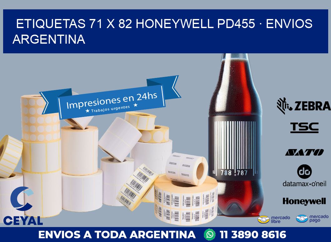ETIQUETAS 71 x 82 HONEYWELL PD455 · ENVIOS ARGENTINA