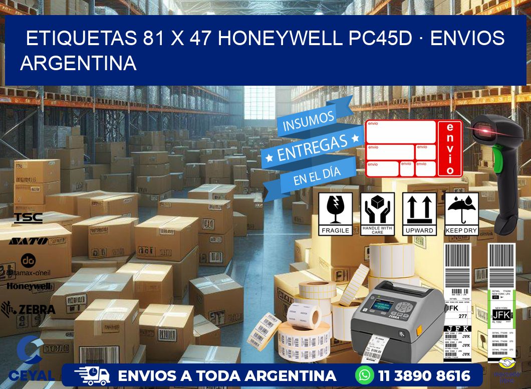 ETIQUETAS 81 x 47 HONEYWELL PC45D · ENVIOS ARGENTINA