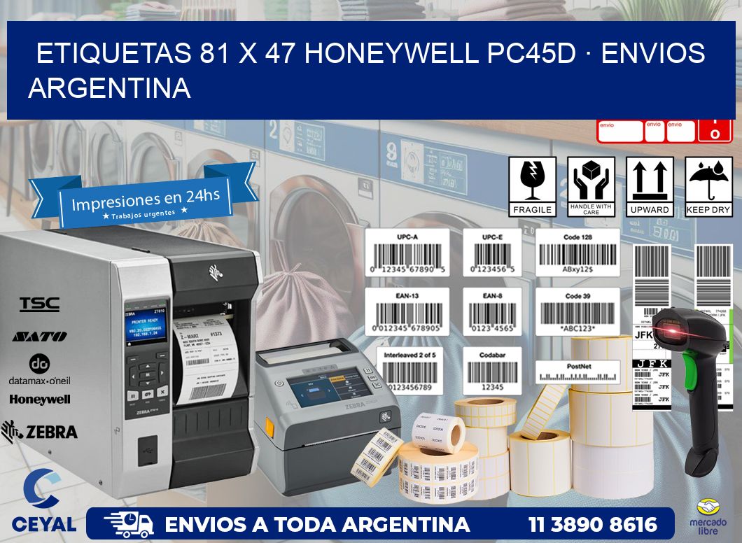 ETIQUETAS 81 x 47 HONEYWELL PC45D · ENVIOS ARGENTINA