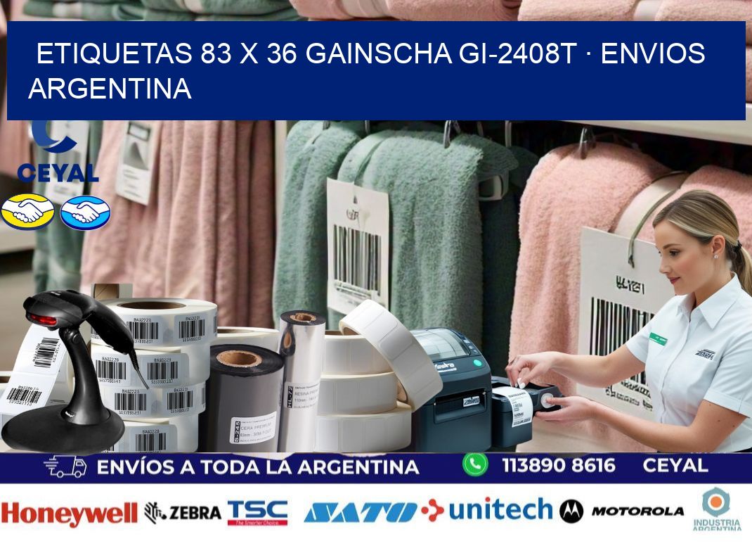 ETIQUETAS 83 x 36 GAINSCHA GI-2408T · ENVIOS ARGENTINA
