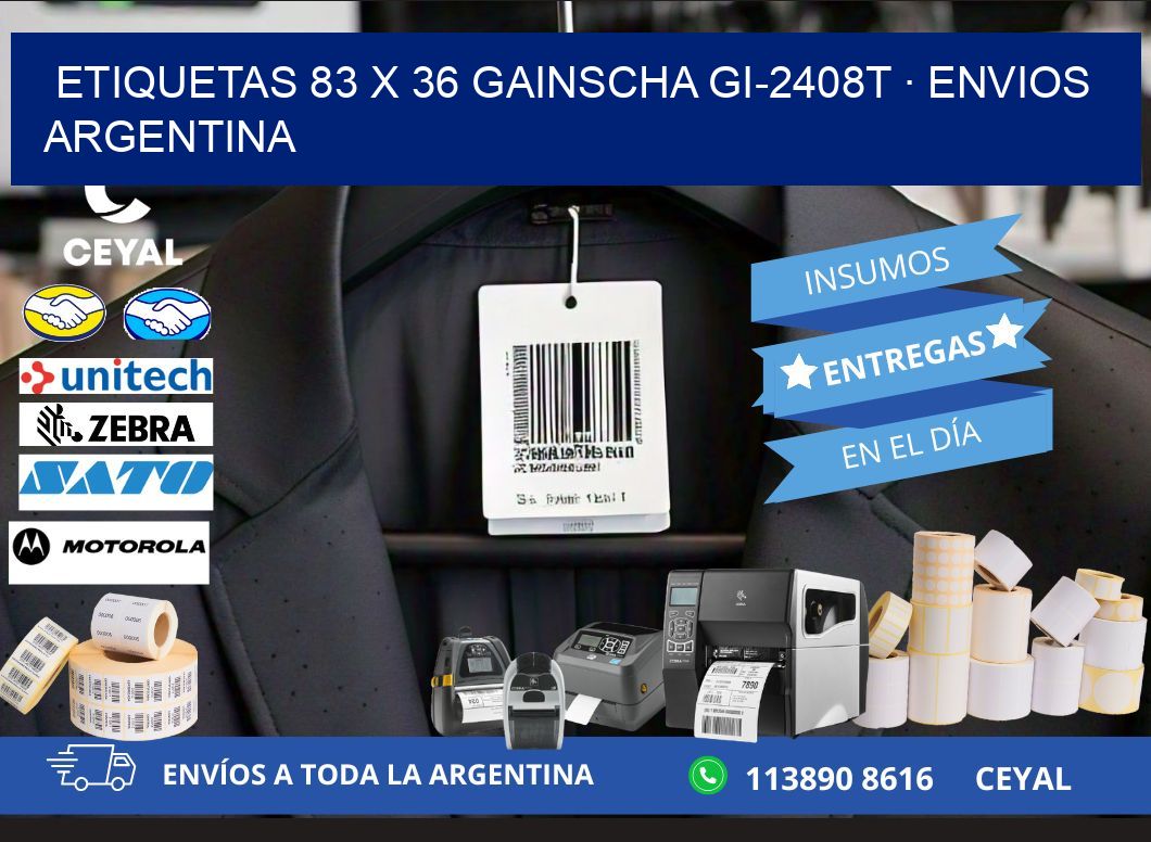 ETIQUETAS 83 x 36 GAINSCHA GI-2408T · ENVIOS ARGENTINA