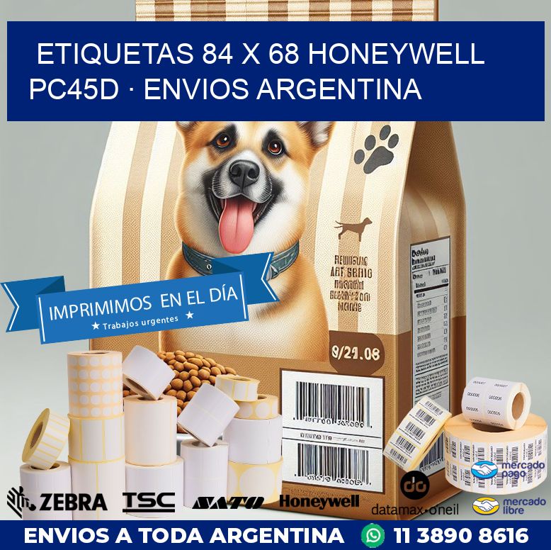 ETIQUETAS 84 x 68 HONEYWELL PC45D · ENVIOS ARGENTINA