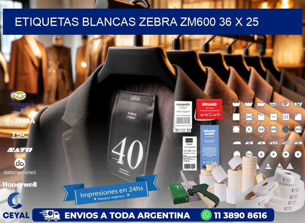 ETIQUETAS BLANCAS ZEBRA ZM600 36 x 25