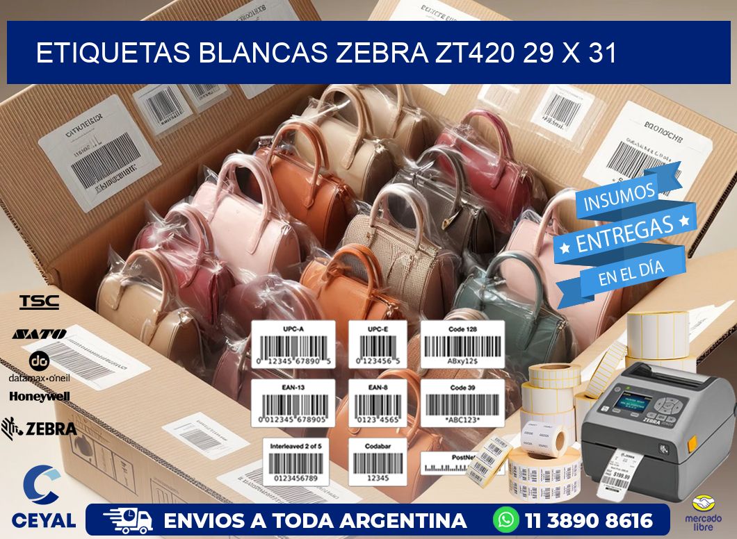 ETIQUETAS BLANCAS ZEBRA ZT420 29 x 31