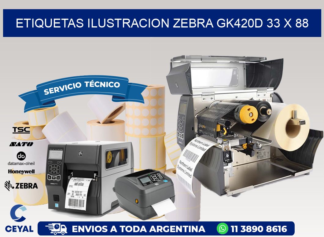 ETIQUETAS ILUSTRACION ZEBRA GK420D 33 x 88