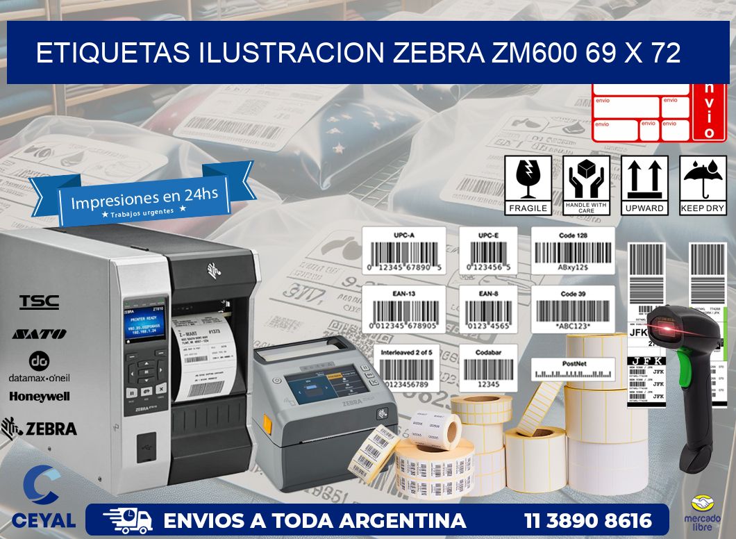 ETIQUETAS ILUSTRACION ZEBRA ZM600 69 x 72