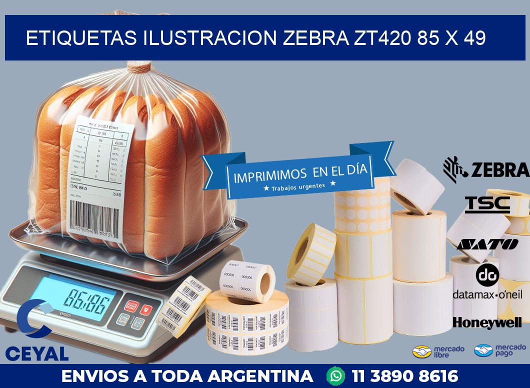 ETIQUETAS ILUSTRACION ZEBRA ZT420 85 x 49