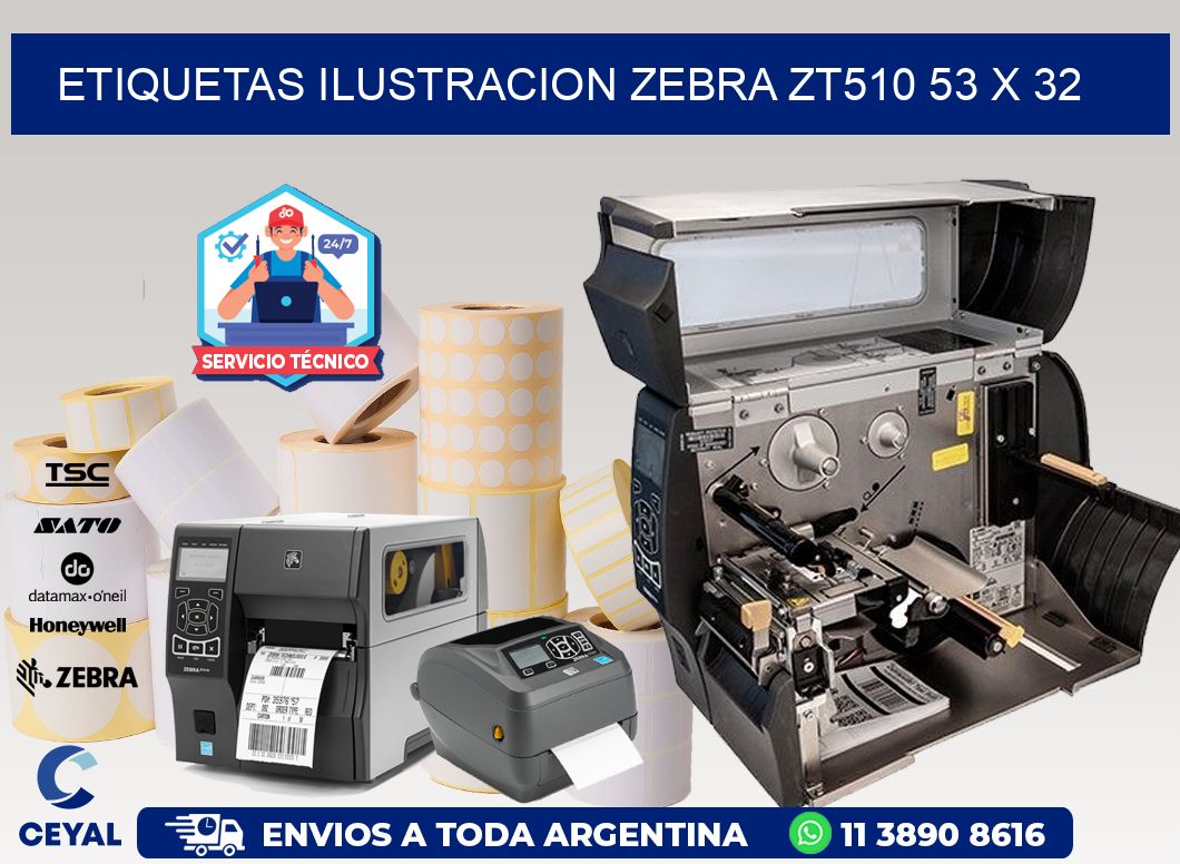 ETIQUETAS ILUSTRACION ZEBRA ZT510 53 x 32
