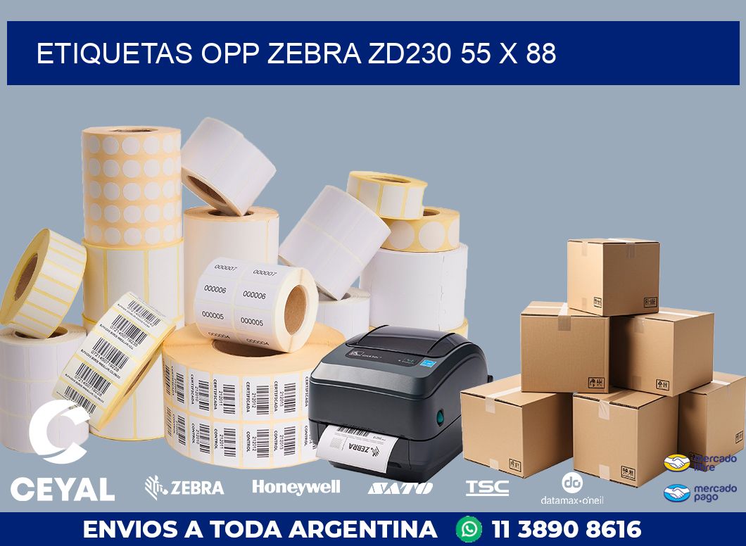 ETIQUETAS OPP ZEBRA ZD230 55 x 88