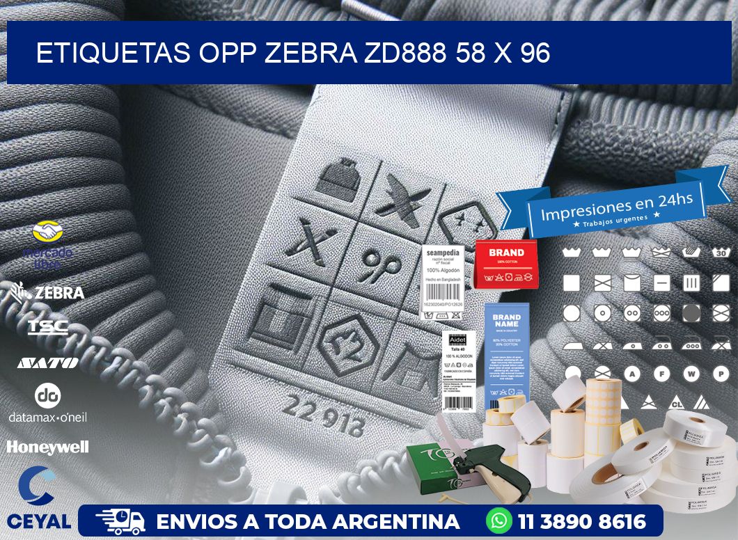 ETIQUETAS OPP ZEBRA ZD888 58 x 96