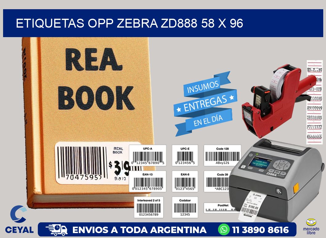 ETIQUETAS OPP ZEBRA ZD888 58 x 96