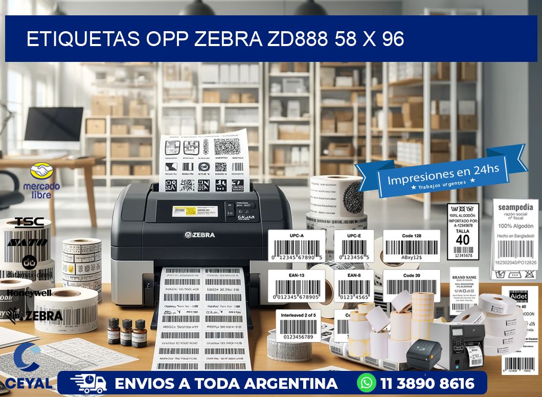 ETIQUETAS OPP ZEBRA ZD888 58 x 96