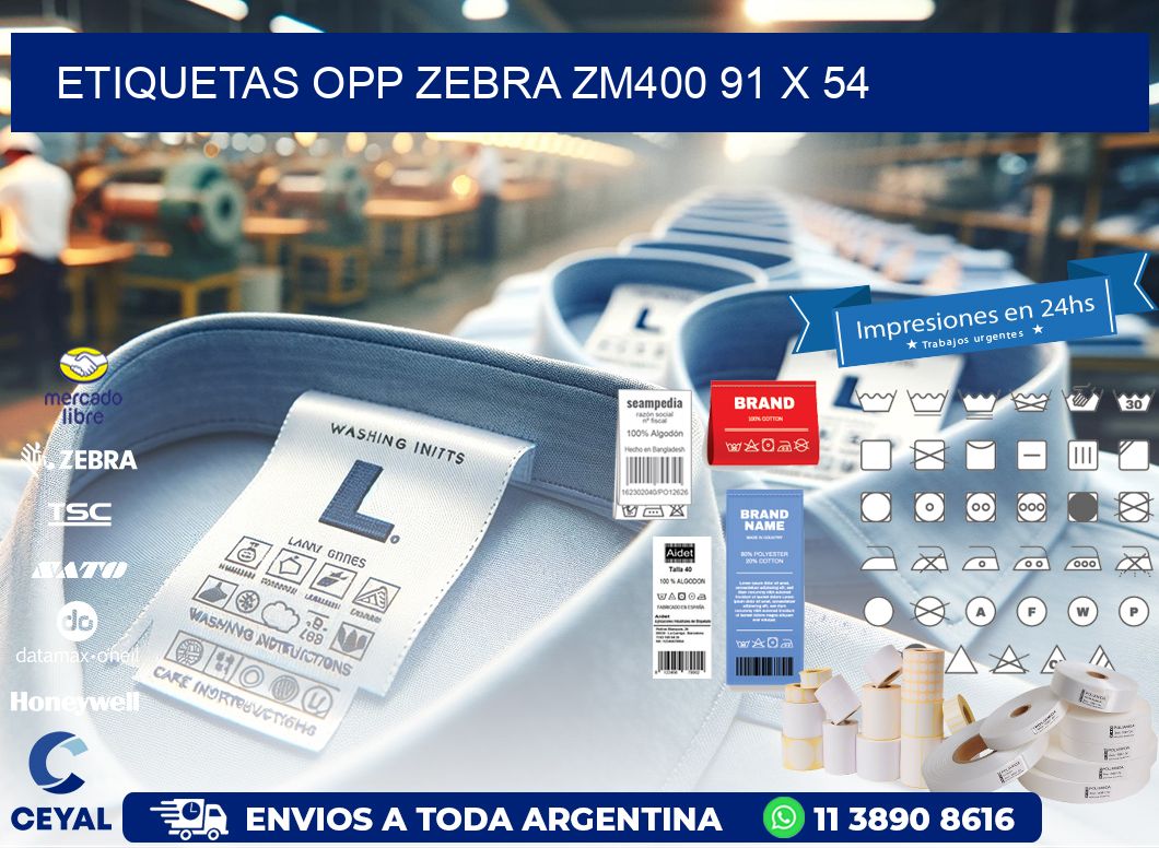 ETIQUETAS OPP ZEBRA ZM400 91 x 54