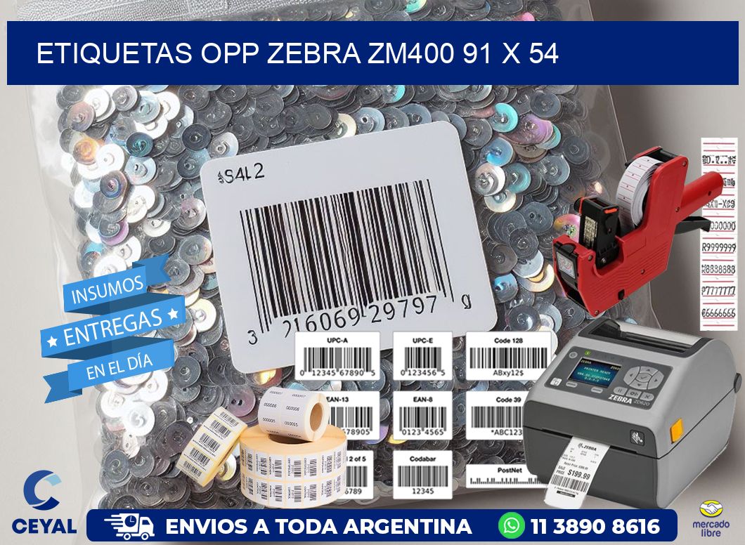 ETIQUETAS OPP ZEBRA ZM400 91 x 54