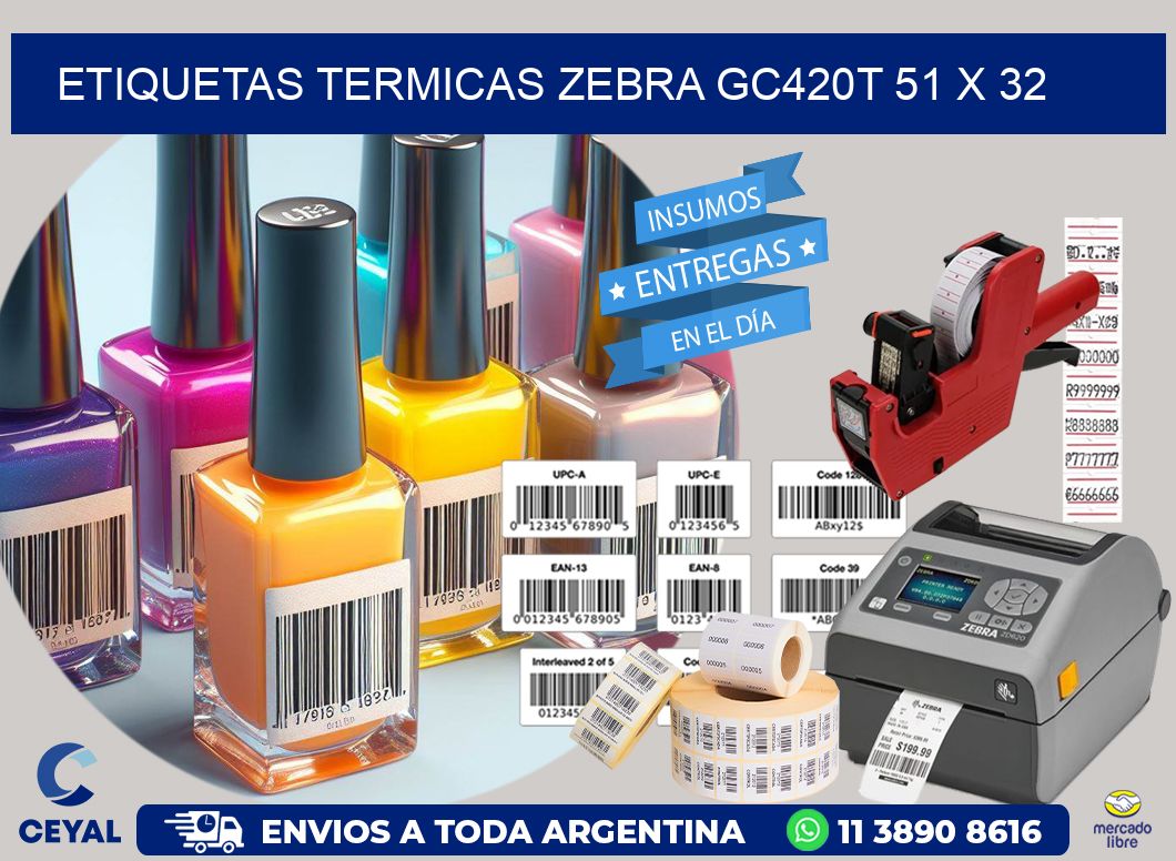 ETIQUETAS TERMICAS ZEBRA GC420T 51 x 32