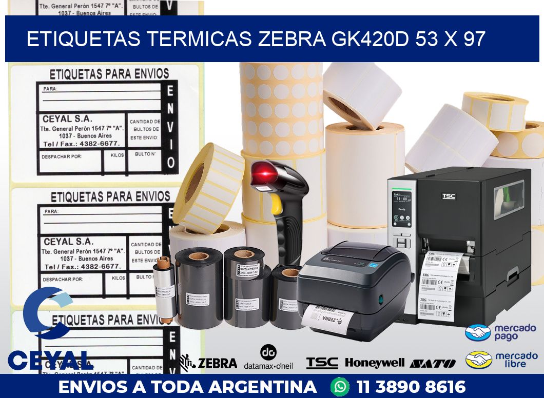 ETIQUETAS TERMICAS ZEBRA GK420D 53 x 97