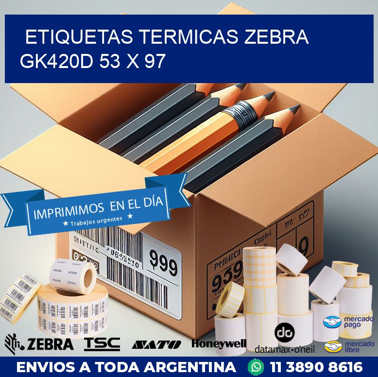 ETIQUETAS TERMICAS ZEBRA GK420D 53 x 97