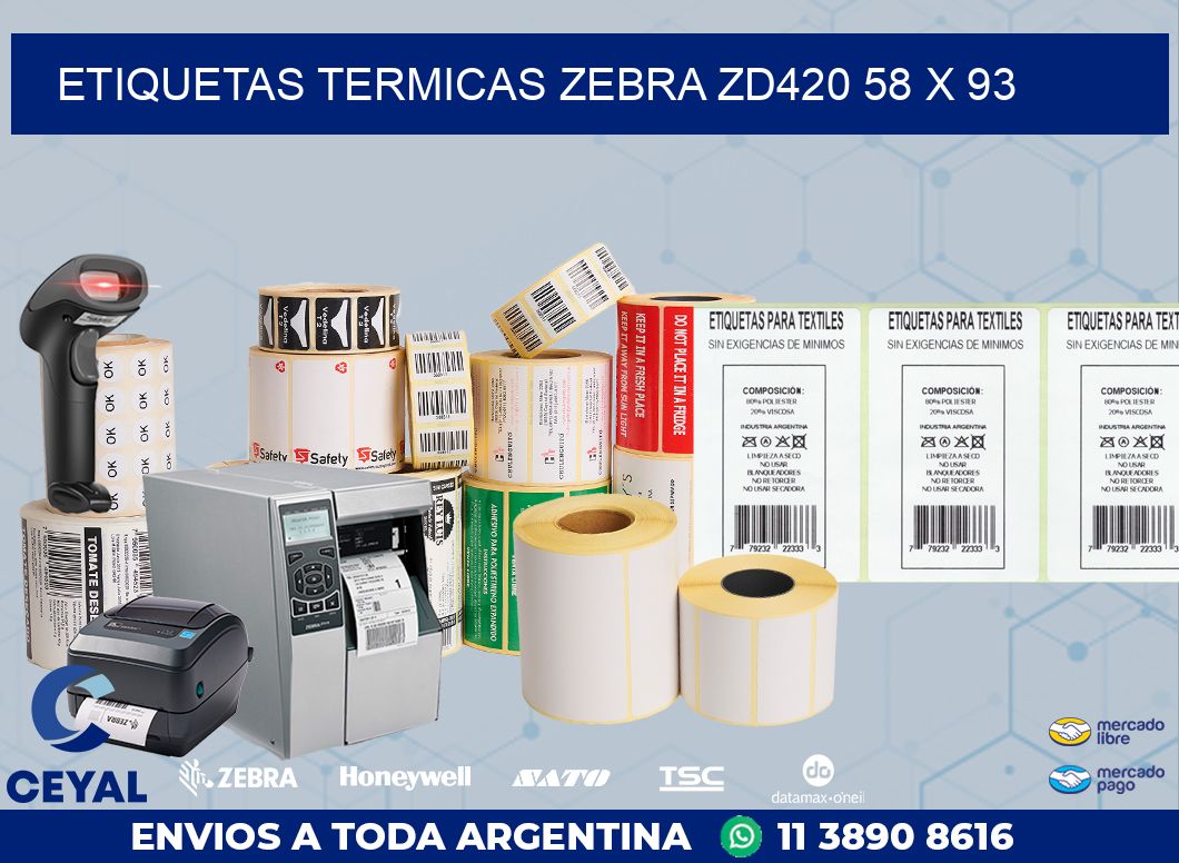 ETIQUETAS TERMICAS ZEBRA ZD420 58 x 93