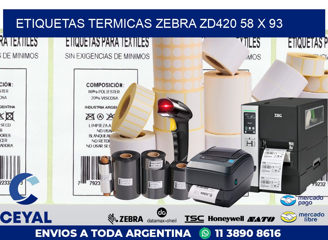 ETIQUETAS TERMICAS ZEBRA ZD420 58 x 93