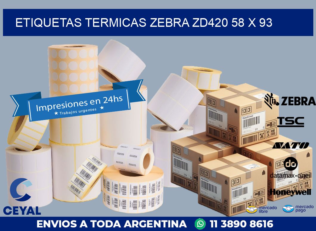 ETIQUETAS TERMICAS ZEBRA ZD420 58 x 93