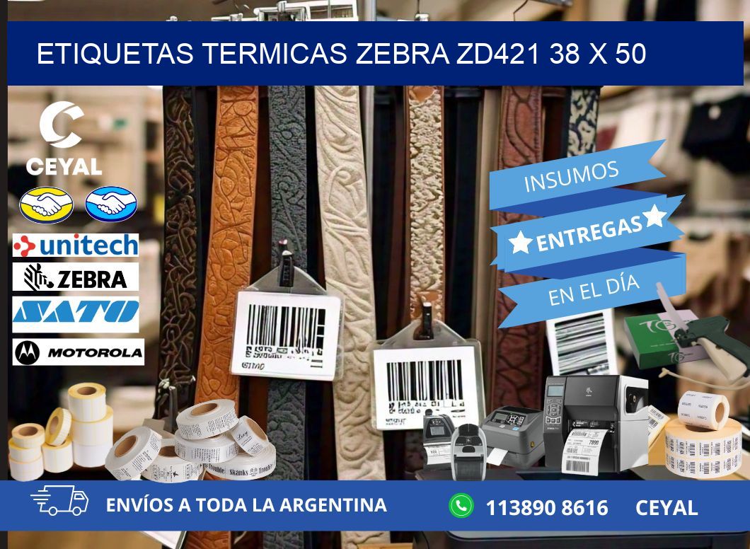 ETIQUETAS TERMICAS ZEBRA ZD421 38 x 50