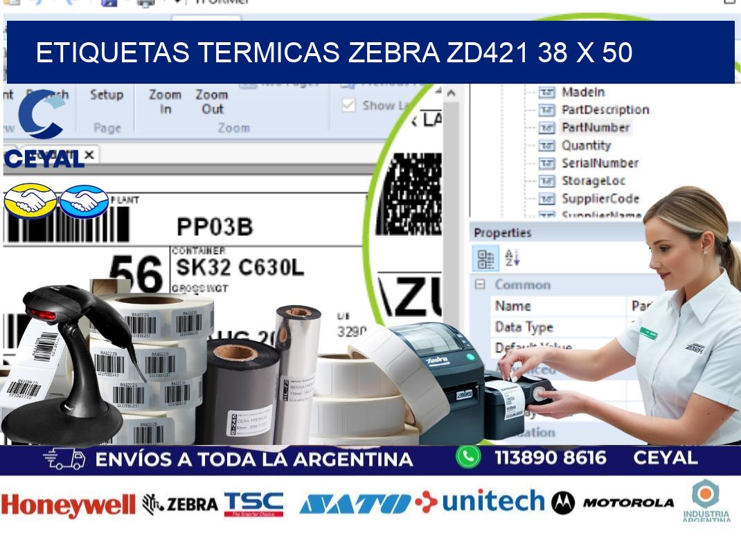ETIQUETAS TERMICAS ZEBRA ZD421 38 x 50