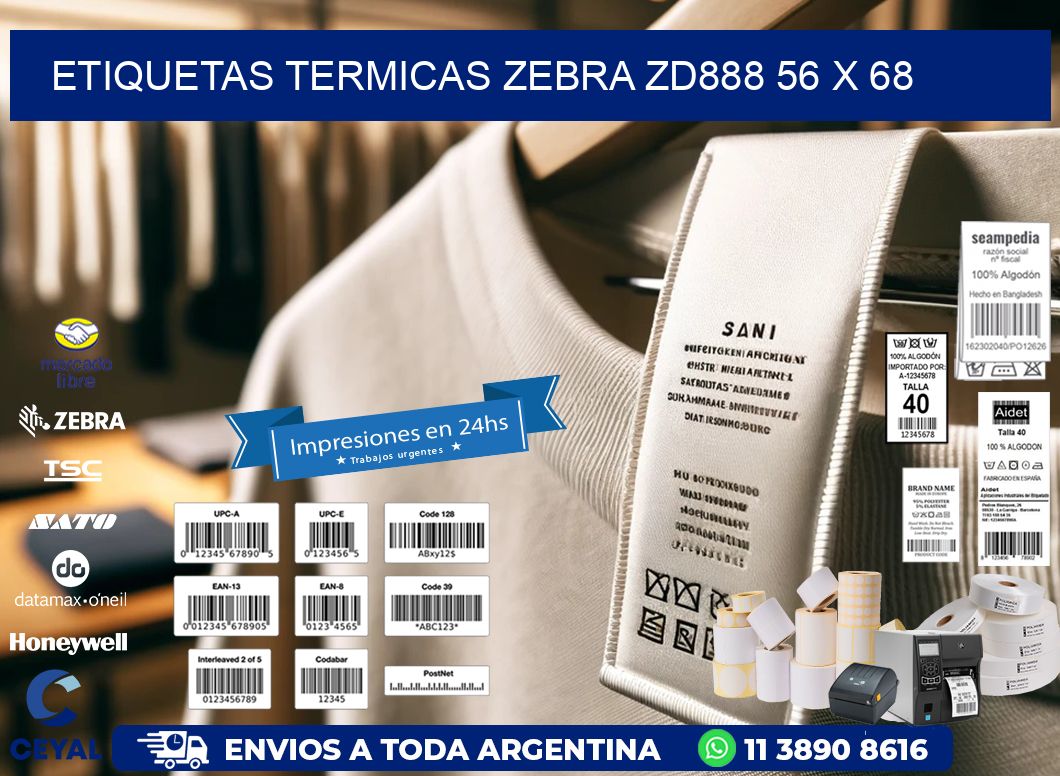 ETIQUETAS TERMICAS ZEBRA ZD888 56 x 68