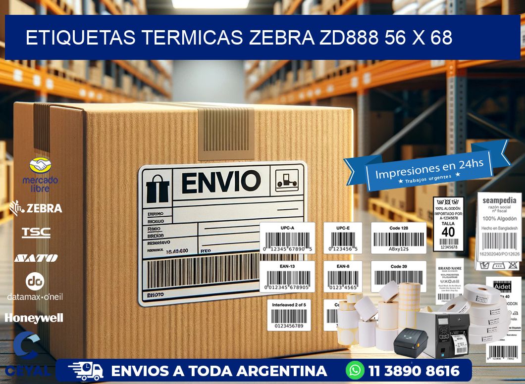 ETIQUETAS TERMICAS ZEBRA ZD888 56 x 68