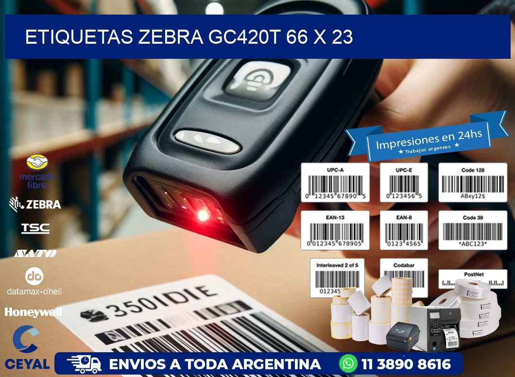 ETIQUETAS Zebra GC420T 66 x 23
