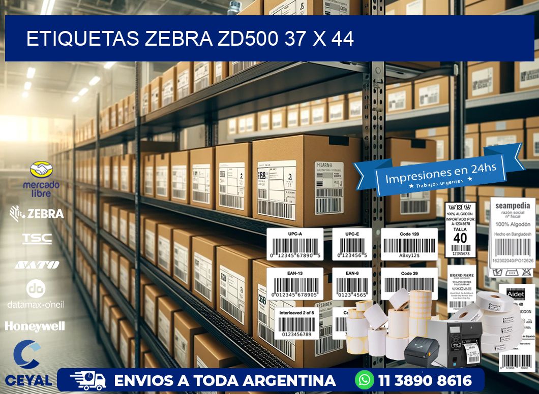 ETIQUETAS Zebra ZD500 37 x 44
