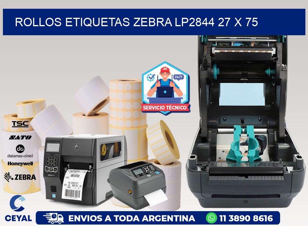ROLLOS ETIQUETAS Zebra LP2844 27 x 75
