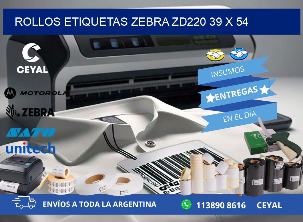 ROLLOS ETIQUETAS Zebra ZD220 39 x 54
