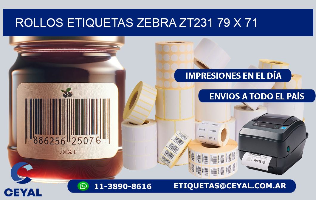 ROLLOS ETIQUETAS Zebra ZT231 79 x 71